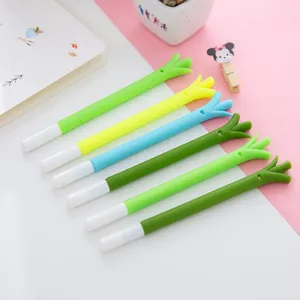 Stuks Groene Ui Modellering Zachte Siliconen Neutrale Pen Gel 0,38 Mm Water Zwart Handtekening Studentenbenodigdheden Briefpapier