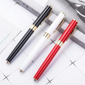 Pcs haute qualité luxe stylo à bille en métal blanc noir rouge stylos à bille affaires écriture signature école bureau papeterie