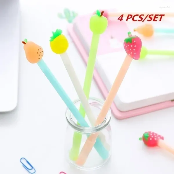 Uds bolígrafo Kawaii fruta bonita pera piña fresa bolígrafos de Gel papelería coreana útiles escolares de escritura regalos Color aleatorio