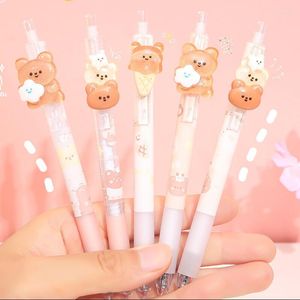 Pcs/lot 0.5mm Kawaii petit ours brun mécanique Gel stylos école bureau fournitures d'écriture mignon cadeau prix pour les enfants