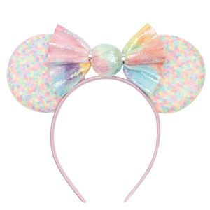 PC's / lot, 2021 Candy Sequin Mouse Ears Haarband voor Dames Meisjes Macaron Boog Hoofdband Kids Verjaardagsfeest Haaraccessoires