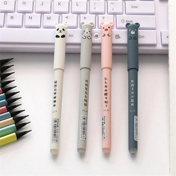 Pcs/lot dessin animé animaux stylo effaçable 0.35mm mignon Panda cochon Kawaii Gel stylos pour l'école écriture nouveauté papeterie filles cadeaux