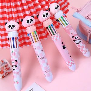 stks/partij Cartoon Panda Balpennen Leuke Druk 10 Kleuren Roller Ball Pen School Kantoor WWriting Levert Kawaii Briefpapier