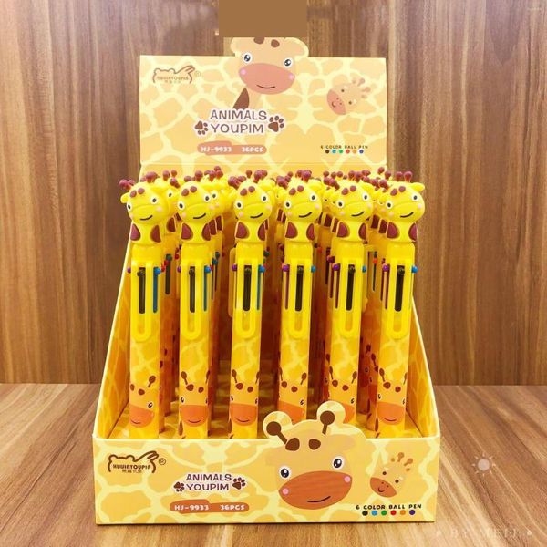 PCS / Lot Creative Giraffe 6 Colors Ballpoint Pen Mignon 0,7 mm stylos à balles Matériel Office École d'écriture Supplies