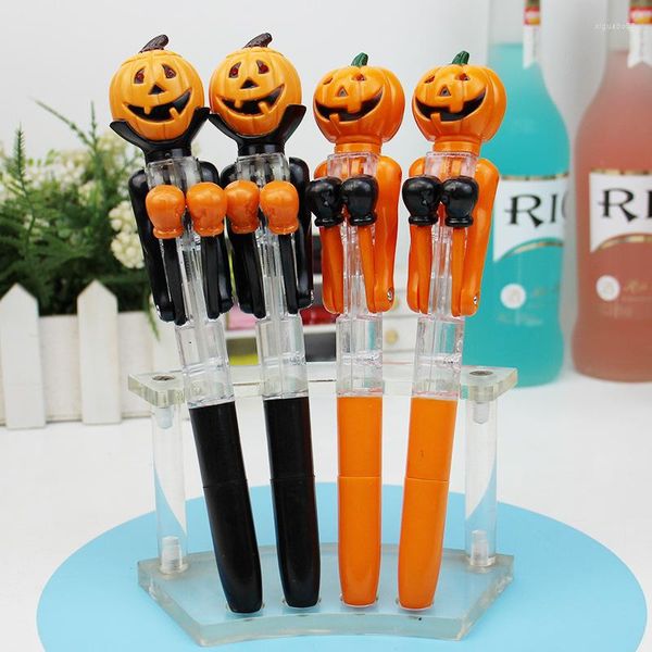 PCS / Lot Creative Halloween Pumpkin Ballpoint Pen Cute Light Boxing Rouleau Ball Pens Écriture Écriture Supplies Gift