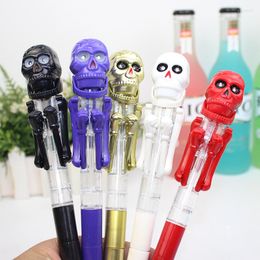 PCS/LOT Creative Halloween Skull Bolete Pen Lindo Boxeo Ligero Rolón Penses Escritura de suministros de papelería