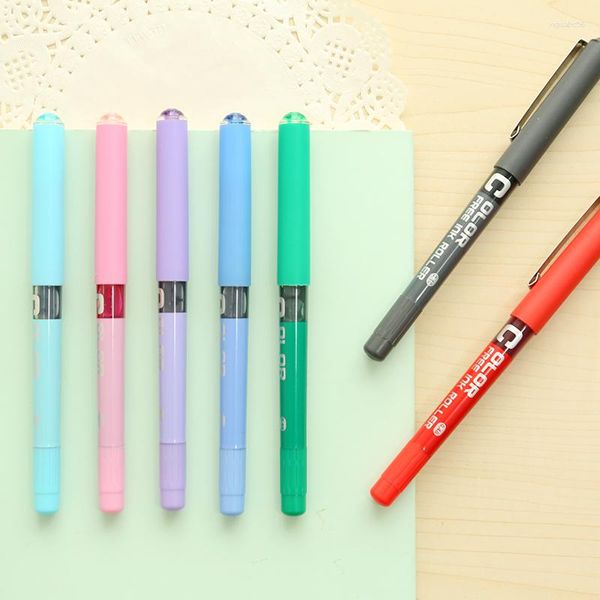 Unids/lote bolígrafo de escritura de tinta gratis 7 colores 0,38mm bolígrafos de bola para venta al por mayor papelería suministros escolares de oficina FB974