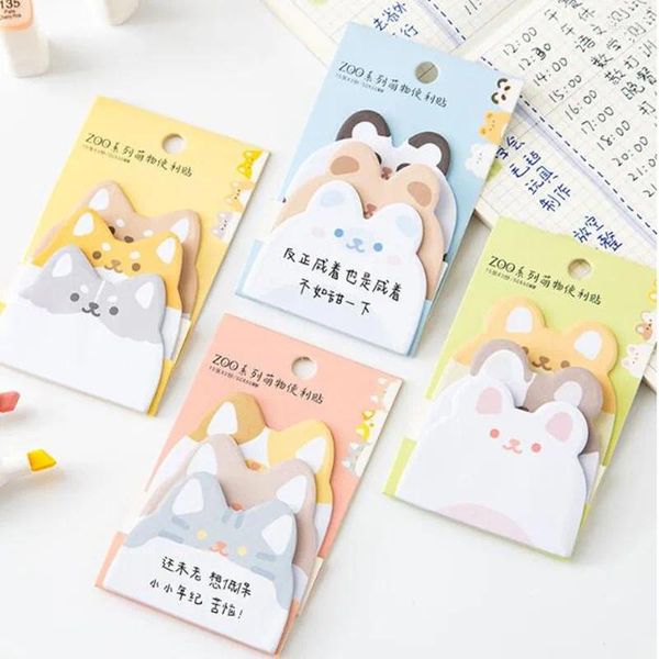 PCS/lote Kawaii Bear Animal Memo Pad nota adhesiva linda n Times Stationery etiqueta de notas de nota