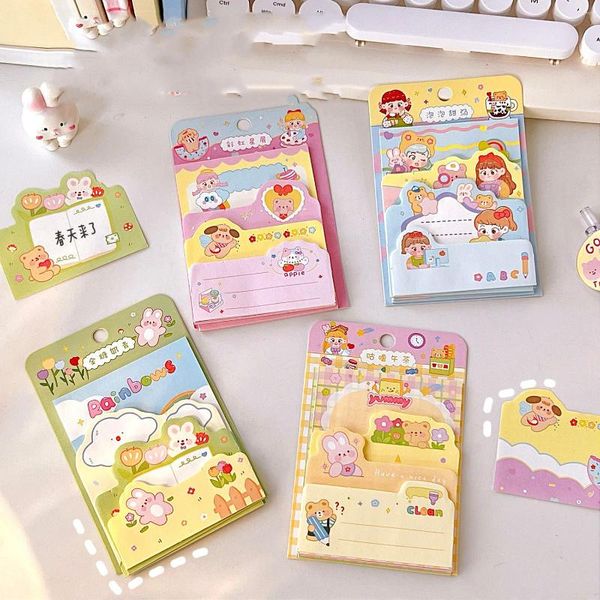 Pcs/lot Kawaii ours fille bloc-notes pense-bête mignon N fois papeterie étiquette bloc-notes poste fournitures scolaires