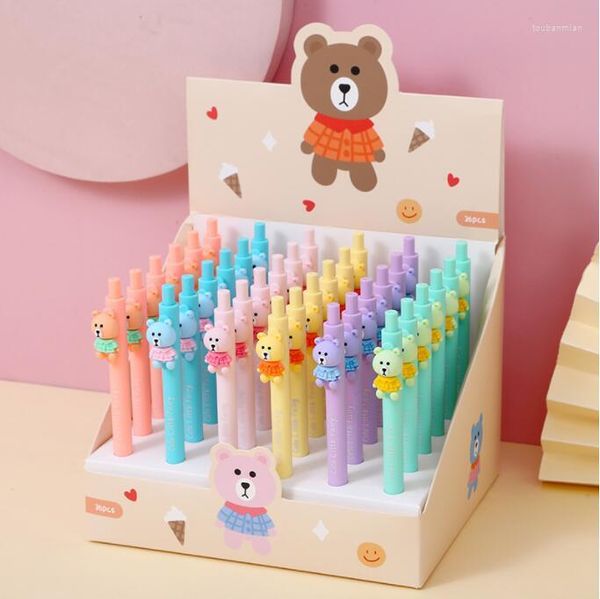 Unids/lote Kawaii Bear Press Gel Pen Cute 0,5mm tinta negra bolígrafos papelería oficina escuela suministros de escritura al por mayor