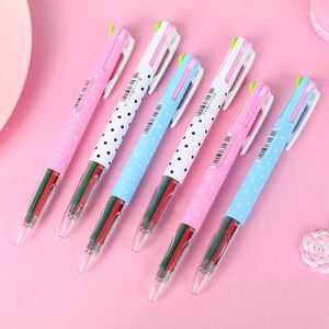 Pcs/lot Kawaii Dots 4 couleurs stylo à bille mignon presse stylos à bille école bureau fournitures d'écriture papeterie cadeau