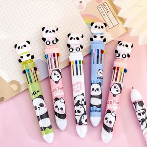 Pcs / lot kawaii panda 10 couleurs stylo à balle mignon bille de presse collants scolaires de bureau d'écriture cadeau de papeterie cadeau