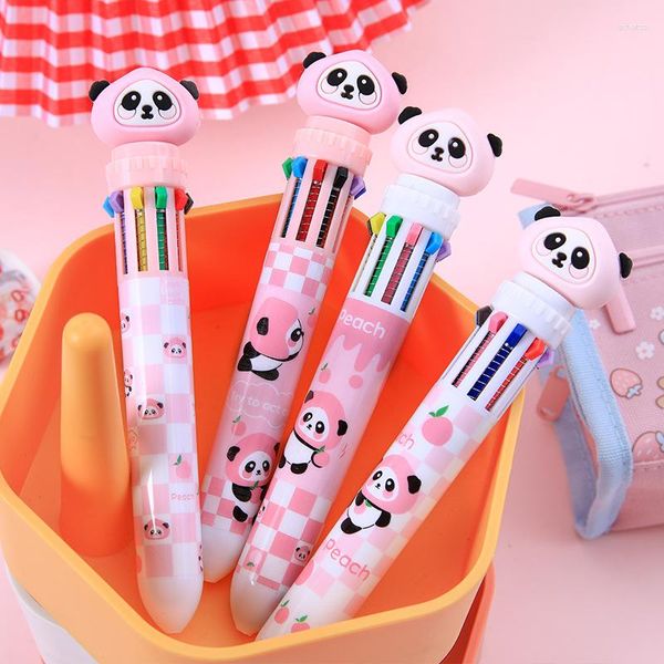 Pcs/lot Kawaii Panda 10 couleurs stylo à bille mignon presse stylos à bille école bureau écriture fournitures papeterie cadeau