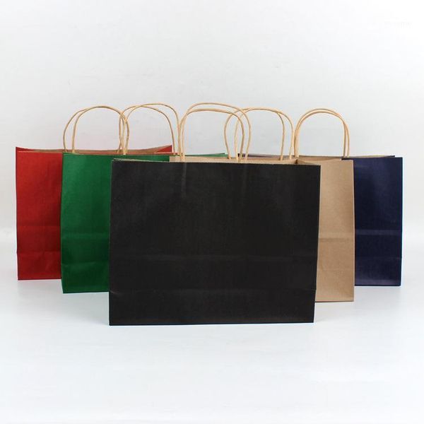 Unids/lote bolsa grande de papel Kraft con asas bolsas multifunción regalo reciclable ropa ambiental envoltura de zapatos