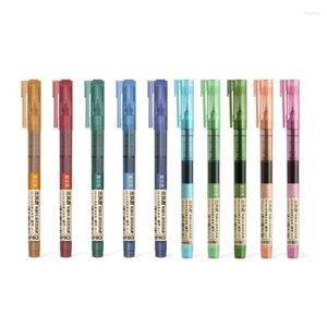 Pcs/lot stylo Gel liquide droit rouleau d'encre coloré 0.5mm stylos à bille roulante police artistique école bureau papeterie