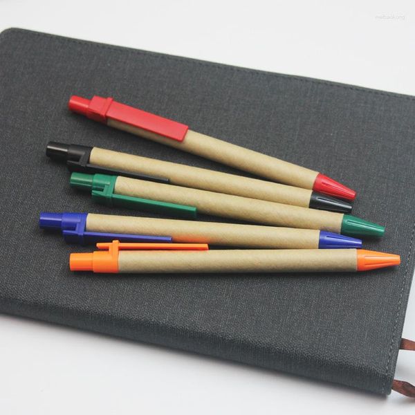 PCS Paper Tube Environmental Ballpoint Pins Multicolor Gift Birthday Recycled School Supplies Stationry