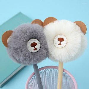 Pcs/set Cartoon Fluffy Bear Hair Ball Gel Pen Cute 0.5mm Blue/Black Ink Signature Neutral School Office Supply Gift