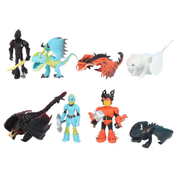 8 Pcs Ensemble Dragon 2 Anime Film Figurines Evil Night PVC Mini Figurines Modèles D'affichage Enfants Jouets 5-9 cm/2-3.5 pouces