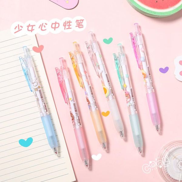 PCS / Set Kawaii Gel Pen mignon Presting Cartoon étudiants Pens 0,5 mm Black Ink Office School Writing Supplies for Girl Cadeaux