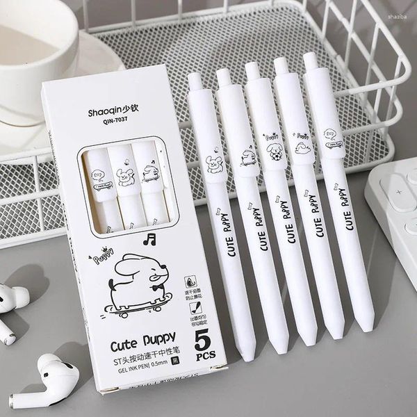 PCS / Set Lovely Puppy Cute Stationery Writing Pen Sèche rapide Séchage simple Modèle de presse Gel pour Student Office School Supplies