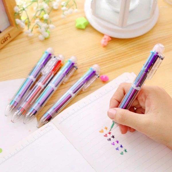 PCS/SET Multifuncional 6 colores Pen Pen Kawaii Pensadores de estudiante Lindo Suministros de oficina escolar de dibujos animados de dibujos animados