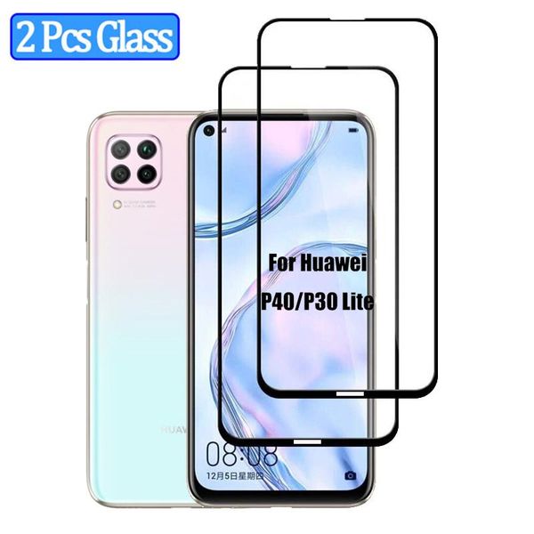 Pcs verre trempé pour Huawei P40 Lite 2021 protecteur d'écran Huavei P30 Film P 30 40lite Huawey 40 E protecteurs de téléphone portable