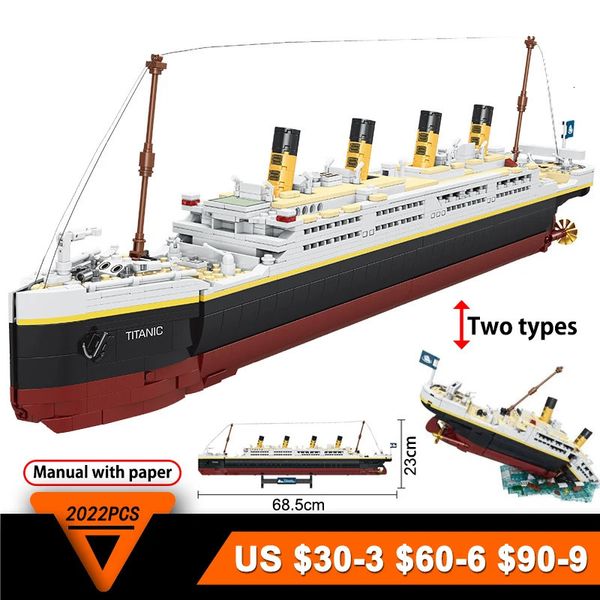 PCS Titanic 2in1 Bricks 3D Plastique Grand Modèle de bateau de croisière Classic Movie Building Building Building Toys Children Boys Cadeaux 240428