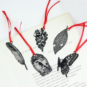 Pc's vintage black metal bladwijzers veerblad vogel rozen vlinder boek marker accessoires cadeau kantoor school benodigdheden a6521