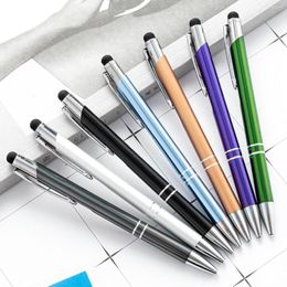 Pcs gros métal presse stylos à bille tige en aluminium cadeau écran tactile stylo à bille fournitures scolaires accessoires de bureau