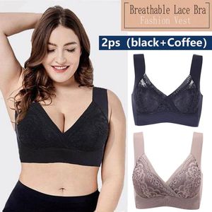 Pcs Femmes Boucle Arrière Coton Soutien-Gorge Sans Fil Plus La Taille Sous-Vêtements Bretelles Élargies Brasières Confort Noir Poitrine Couverture Camisoles Débardeur