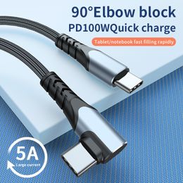 PD 100W USB Type C Snellaadkabels 90 graden Lijn Elleboog Draadlader voor Huawei Xiaomi Game Laptop