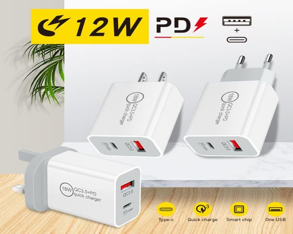 Chargeur PD 12W 5V 2A, tête de charge Standard ue US UK, adaptateur type-c, chargement USB PD, voyage à domicile, Charge1160455