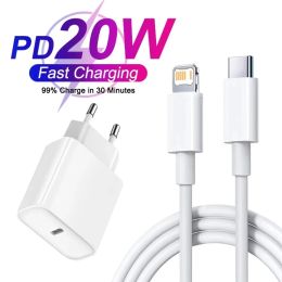 PD 20W Charger rapide pour Apple iPhone 14 13 12 11 Pro Max Mini 7 8 Plus XR Type C Câble de charge rapide Date de charge