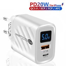 PD 20W chargeur USB affichage numérique chargeur de Charge rapide Charge rapide 3.0 pour iPhone 14 13 Xiaomi Samsung adaptateur de Charge de téléphone