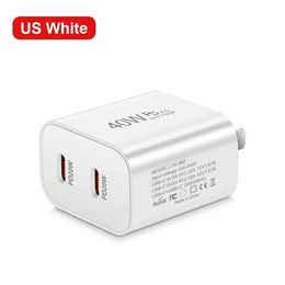 PD 40W USB C-oplader Snel opladen 3.0 Type C Telefoonlaadadapter voor iPhone 15 Samsung Xiaomi Huawei Dubbele poorten PD-wandoplader