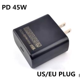 PD 45W Snelle wandladeradapter voor Note20 S21 S20 S22 Note10 EU -plug US Super Fast LaGing Adapter