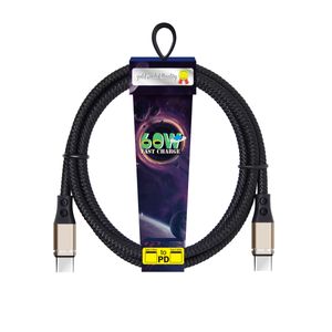 PD 60W type-c naar c Nylon gevlochten aluminiumlegering USB naar Type C Snel opladen datakabels voor Samsung Galaxy mobiele telefoon met retailpakket