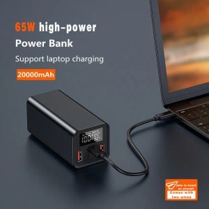 PD 65W Power Bank for Laptop Super Fast Charging Metal Power Bank 20000mAh Digital Display Portable External Battery Charger
