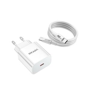 Chargeur PD 20W, adaptateur de voyage à charge rapide, prise EU US avec câble USB-C pour téléphones mobiles, emballage inclus