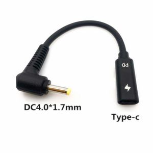 PD charge rapide USB-C femelle à 4.0*1.7mm pour HP Compaq Mini 100e, 102, 110, 200, 210, 210t, 1000, 1100, 1101, 1103, 1104, 1033CL, 1115N