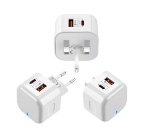 Chargeur PD20W jauge américaine jauge européenne jauge britannique PDQC3.0 charge rapide tête de chargement de téléphone portable double USB charge rapide