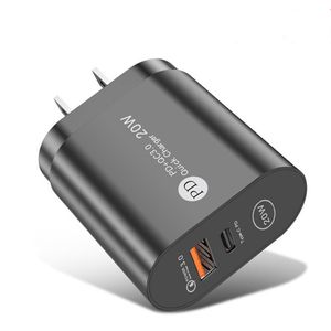 Adaptador de cargador de viaje PD20W Quick Charge 3,0, enchufe de pared de carga rápida, cargador de viaje para el hogar, enchufe UE, EE. UU., AU, Reino Unido con paquete de caja