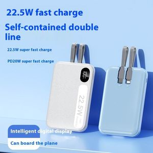 PD22.5W Affichage numérique Banque d'alimentation de charge rapide Ultra Slim Poverbanks Mini Power Bank 10000mAh Câbles intégrés