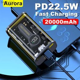 PD22.5W Transparent 20000mAh Power Bank Charge Rapide Batterie Externe pour iPhone Huawei Xiaomi Smartphone Tablette pour Cyberpunk L230712