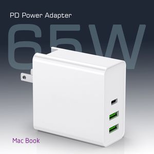 PD65W-oplader Type-C USB-C Voedingsadapter 3Port PD30W QC3.0 voor iPhone-laptops PD QC-laders