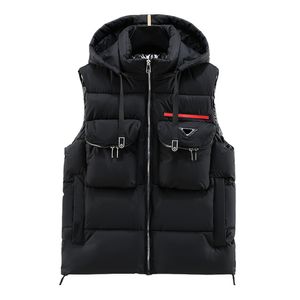 Pdara Marque Hommes À Capuchon De Mode Designer Homme Vers Le Bas Coton Gilet Sans Manches Vestes Automne Hiver Garder Au Chaud Épaissir Doux Gilets Manteaux M-4XL