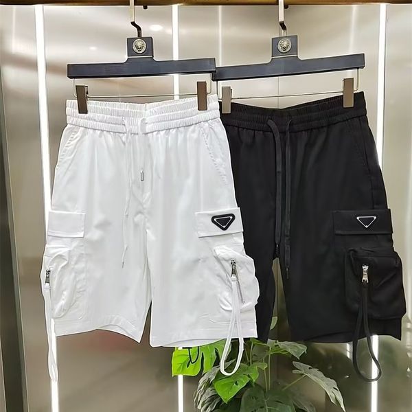 Pdara Pantalones cortos de diseñador de lujo para hombres Pantalones casuales de verano finos y sueltos con múltiples bolsillos para hombres Pantalones deportivos para correr al aire libre en blanco y negro Pantalones cortos de harén de hip hop