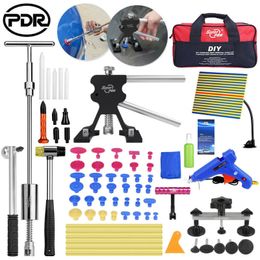 PDR-tools Paintless Dent Reparatie Dent Puller Kit Dent Removal Line Board Lijm Sticks Reverse Hammer Lijm Tabs voor Hagel Schade