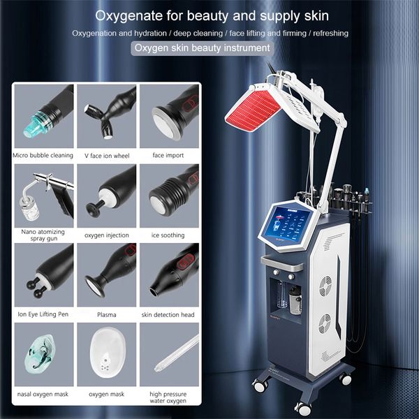 PDT LED agua Peel Spray diamante dermoabrasión oxígeno Jet Pen eliminación de espinillas máquina de cuidado de la piel de alta frecuencia