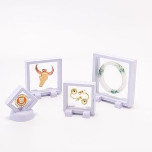 PE filmbroche munt edelstenen sieraden met basiskast stofdichte tentoonstelling decoratie gesuspendeerd drijvende ring oorbellen display rack lx4075